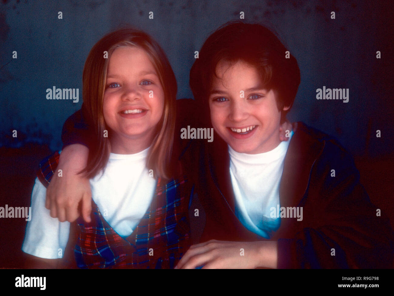 LOS ANGELES, CA -JUNE 6: (EXCLUSIVE) Actress Hannah Wood and brother actor Elijah Wood pose at a photo shoot on June 6, 1993 in Los Angeles, California. Photo by Barry King/Alamy Stock Photo Stock Photo