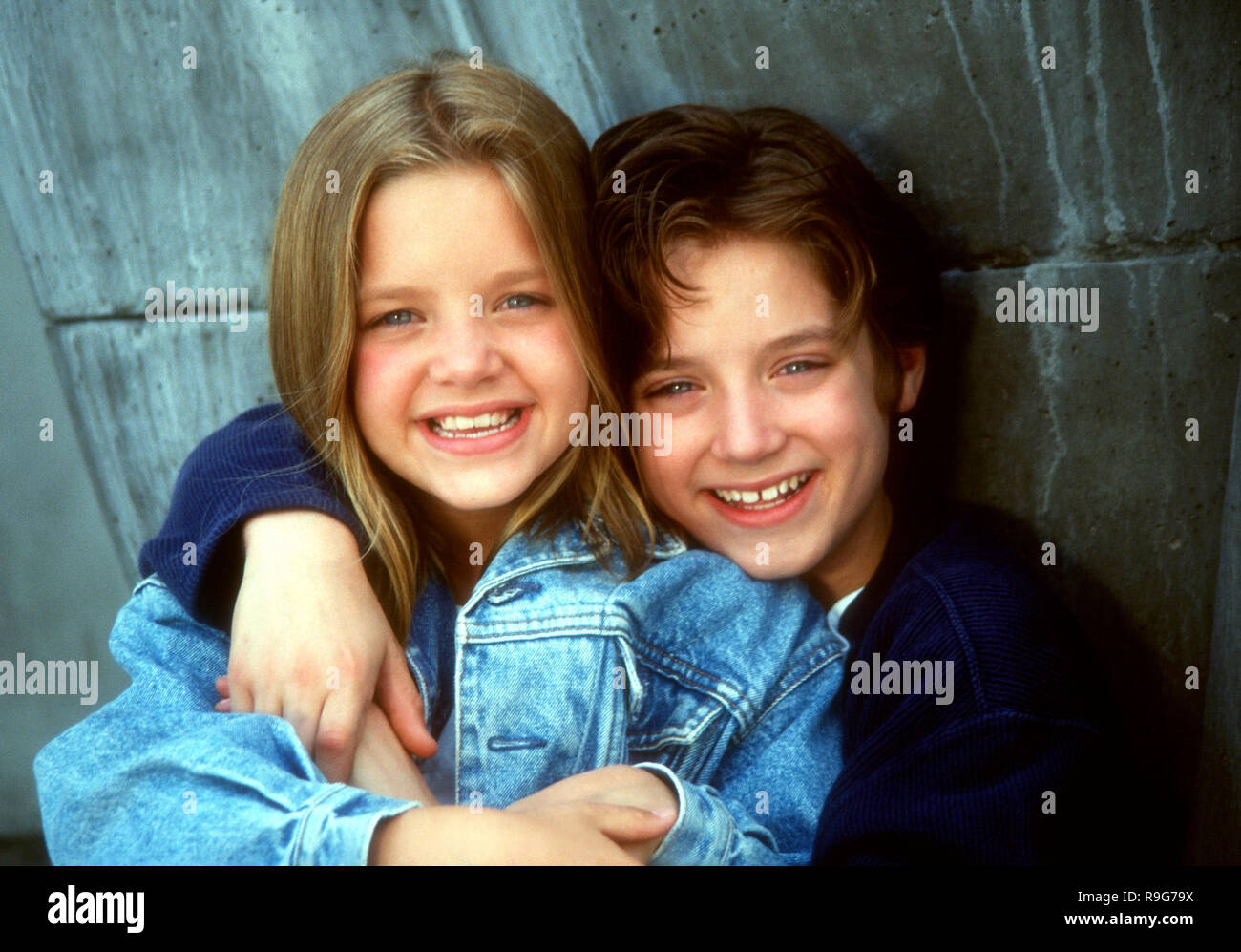 LOS ANGELES, CA -JUNE 6: (EXCLUSIVE) Actress Hannah Wood and brother actor Elijah Wood pose at a photo shoot on June 6, 1993 in Los Angeles, California. Photo by Barry King/Alamy Stock Photo Stock Photo