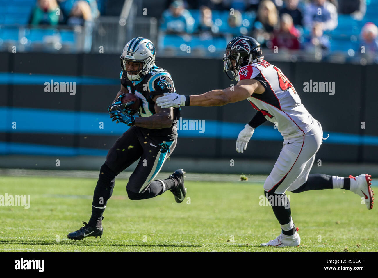 Charlotte, North Carolina, USA. 23rd Dec, 2018. Carolina Panthers wide receiver Curtis Samuel (10) during game action at Bank of America Stadium in Charlotte, NC. Atlanta Falcons go on to win 24 to 10 over the Carolina Panthers. Credit: Jason Walle/ZUMA Wire/Alamy Live News Stock Photo