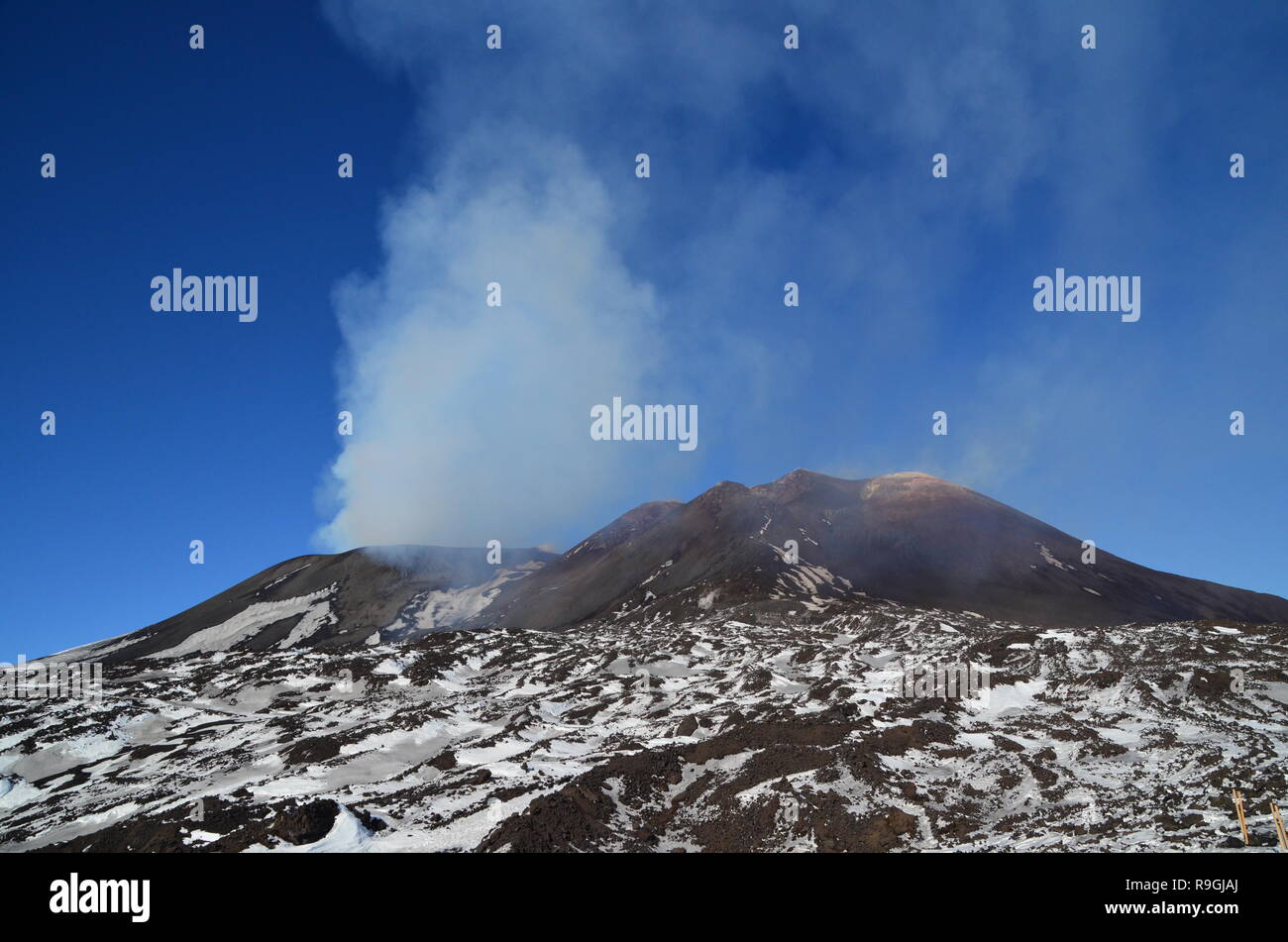 Catania, Sicily, Italy. 23th December, 2018. Tourists visit Europe's most active volcano, Mount Etna, a day before it erupts. Credit: jbdodane/Alamy Live News Stock Photo