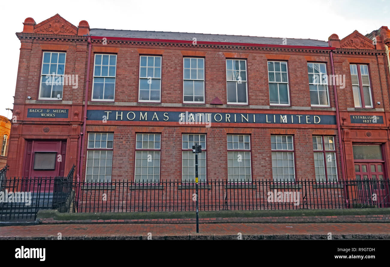 Thomas Fattorini factory, Birmingham Jewellery quarter, Regent St, Birmingham, English Midlands, UK,  B1 3HQ Stock Photo