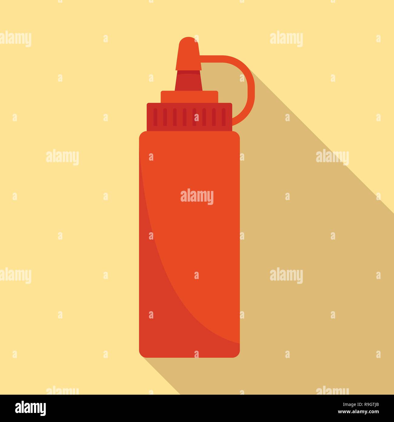 Hot dog ketchup bottle icon. Flat illustration of hot dog ketchup