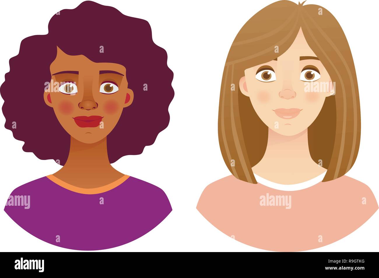 Portrait Woman Emotions Of Woman Face Vector Illustration Set