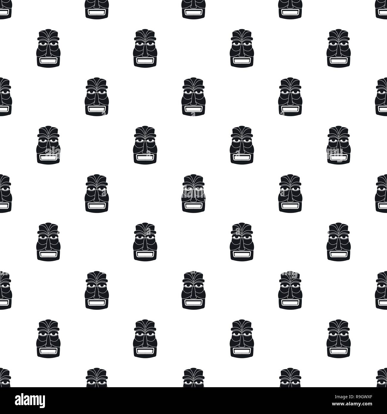 Hawaii wood tiki idol pattern seamless vector repeat geometric for any web design Stock Vector