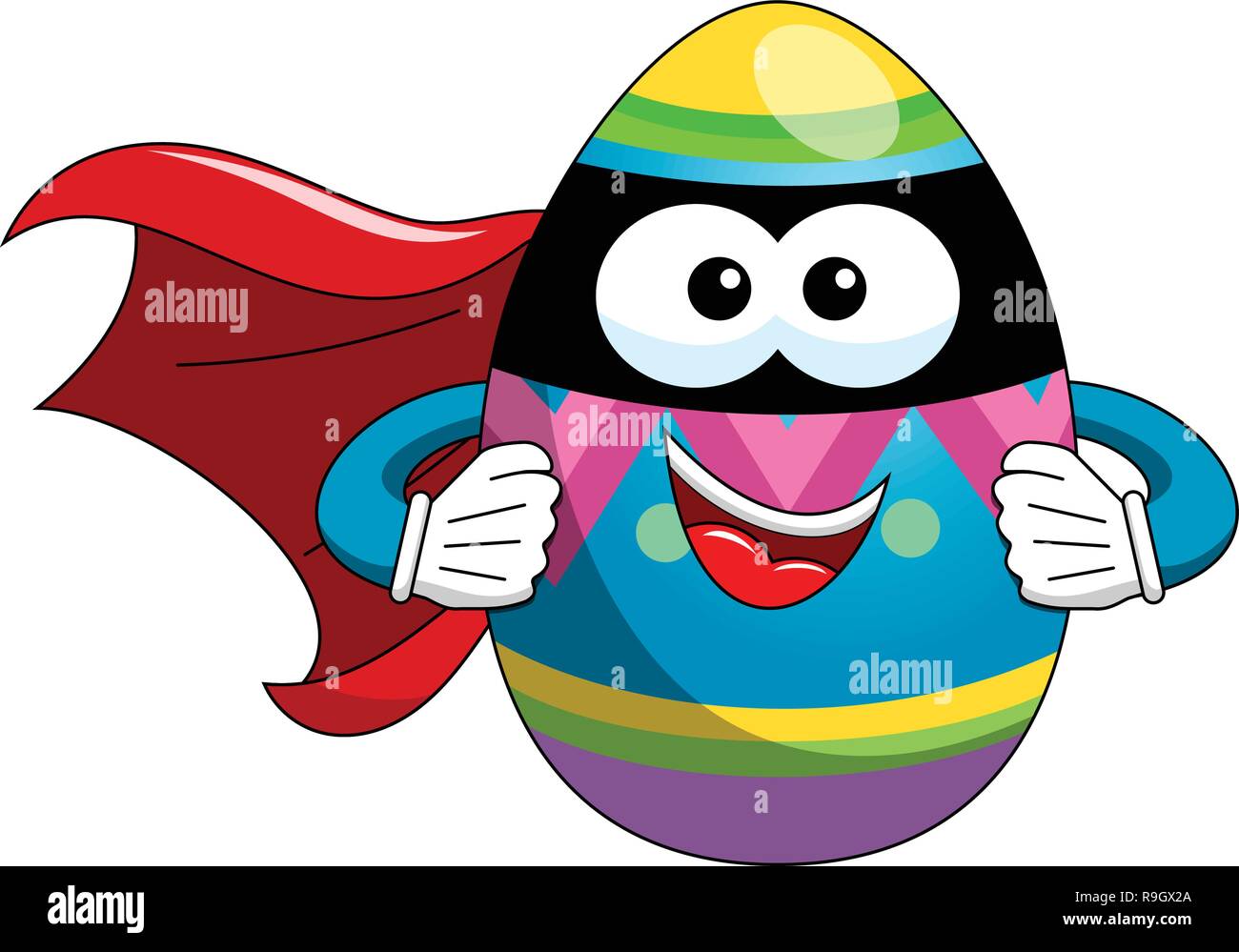 Decorated superhero easter egg cartoon isolated on white Stock Vector