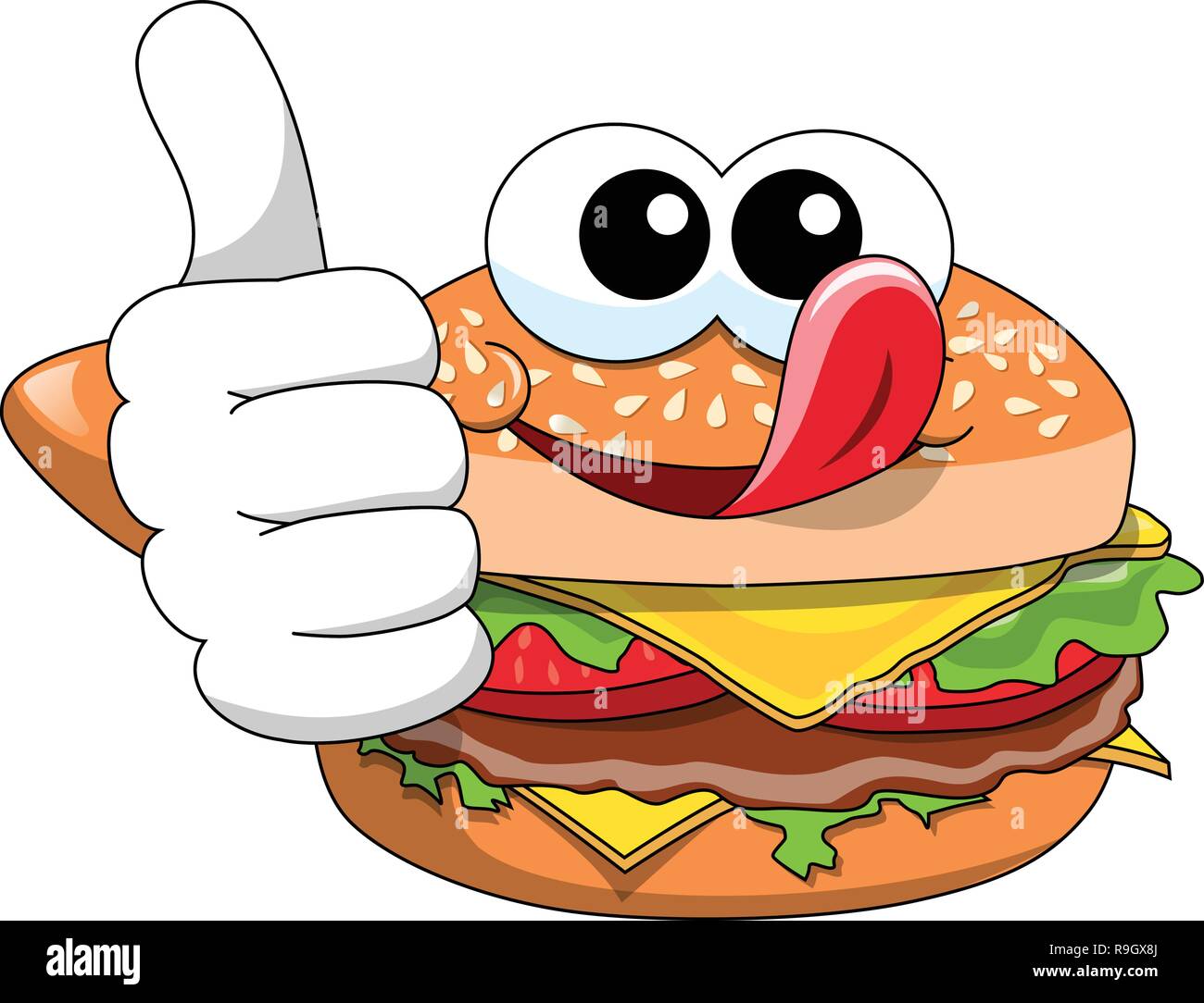 Cartoon Hamburger Character Thumb Up Licking Its Chops Isolated Stock Vector Image Art Alamy