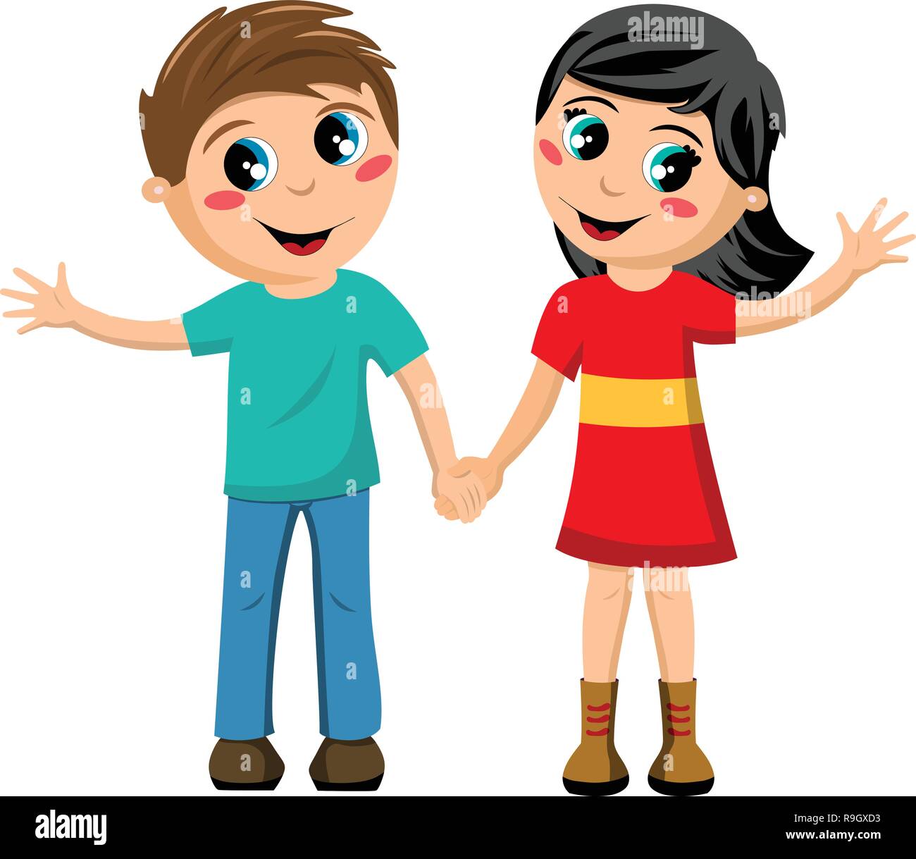 Happy Children or kids hand in hand isolated Stock Vector Image & Art ...