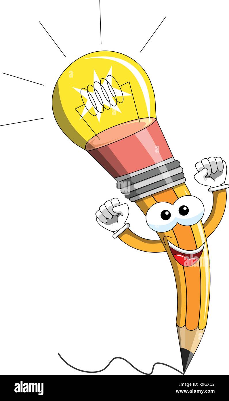 Pencil Mascot cartoon having great idea isolated Stock Vector