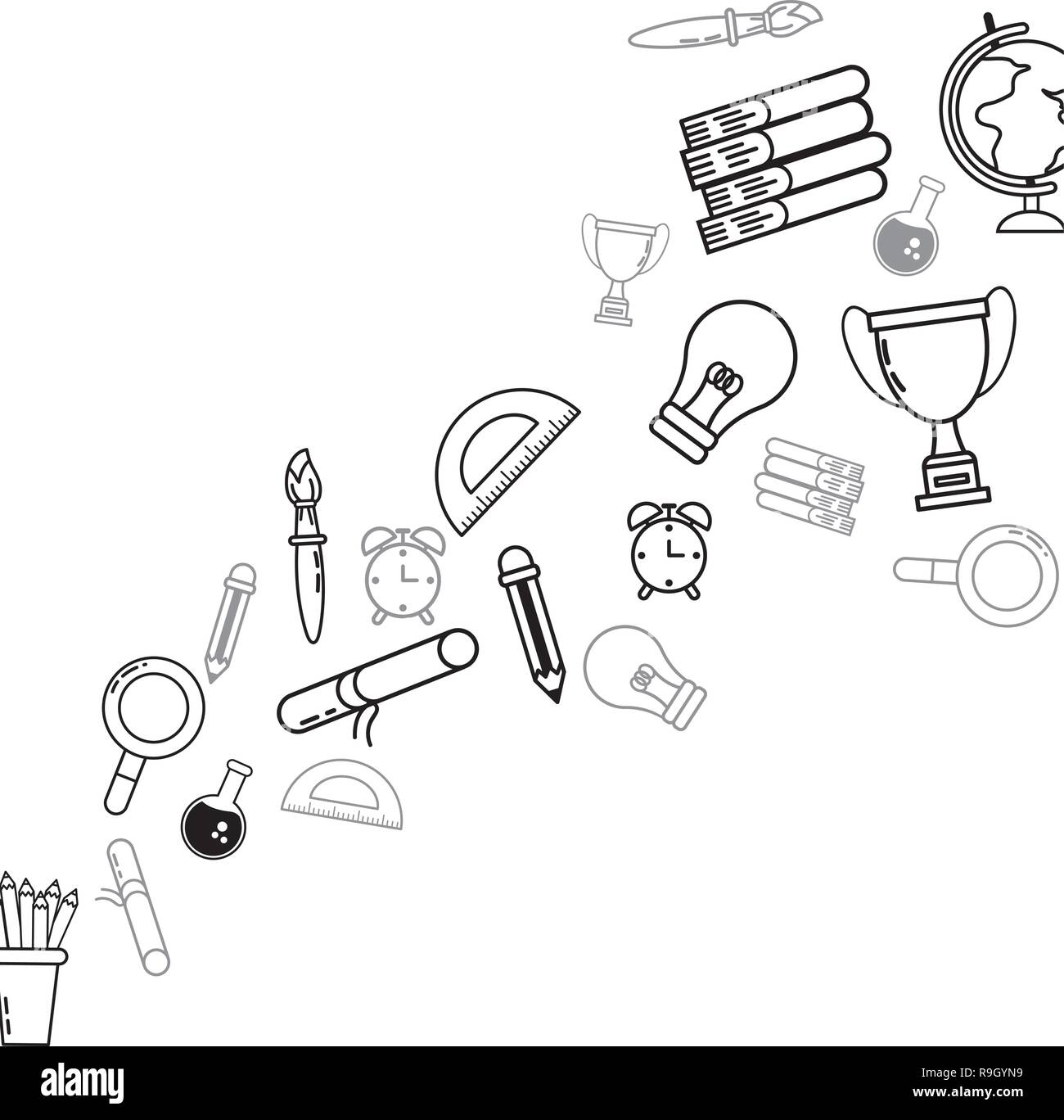 school-study-element-cartoon-stock-vector-image-art-alamy