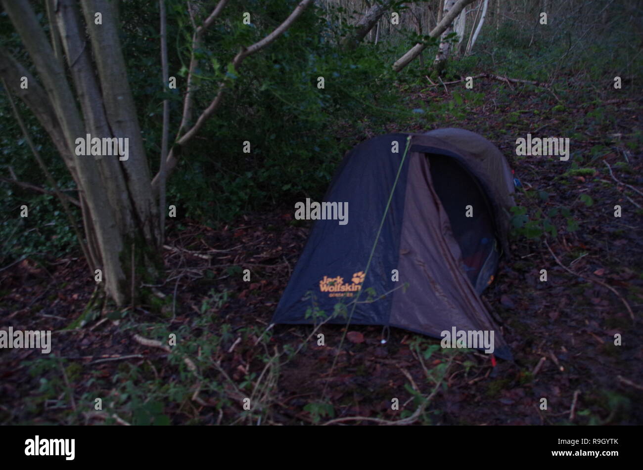 Wild camping. The Macmillan Way. Long-distance trail. Gloucestershire. Cotswolds. England. UK Stock Photo