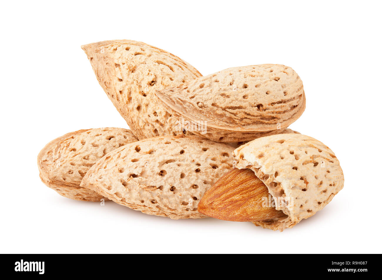 Almondsnut Shell Almond nut in shell isolated on white background, clipping path, full ...