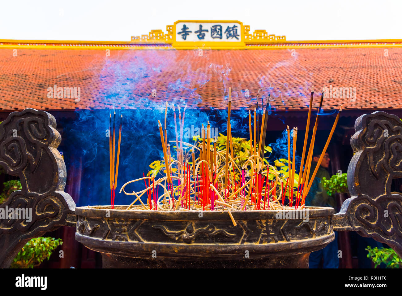 Incense sticks in the Buddhist Temple Tran Quoc Pagoda, Symbol of Hanoi