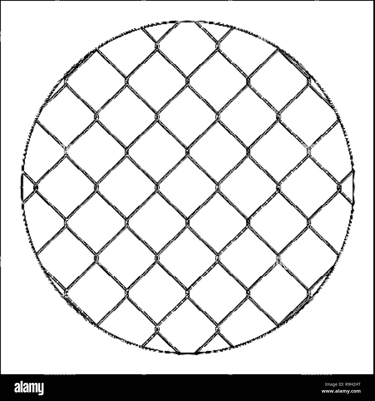 Rabitz. Progressive protective mesh of thick chrome wire that cannot be eroded. Modern round background. Stock Vector