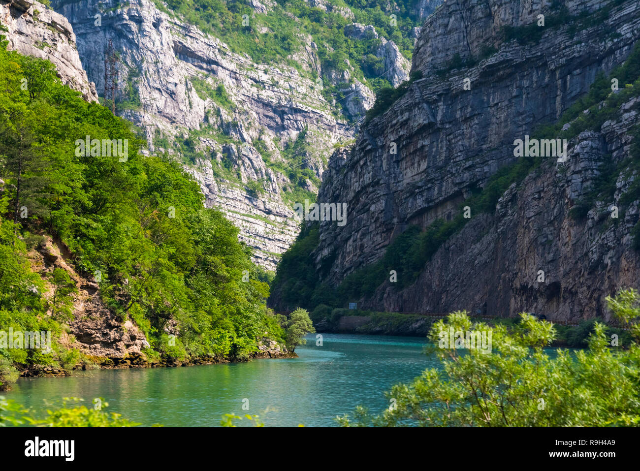 Neretva River through the canyon, Central Bosnia and Herzegovina Stock Photo