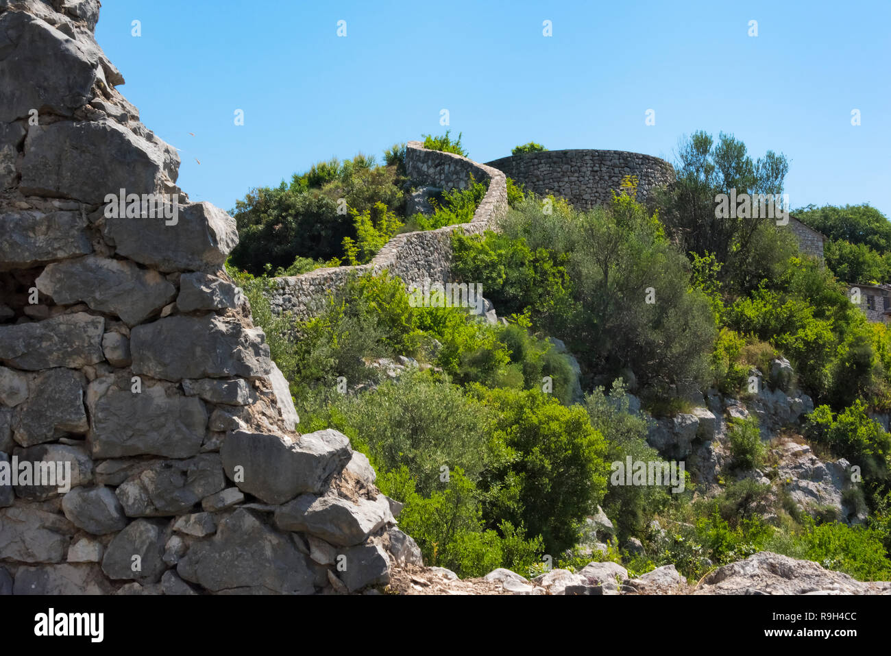 Old city wall, Pocitelj, Bosnia and Herzegovina Stock Photo