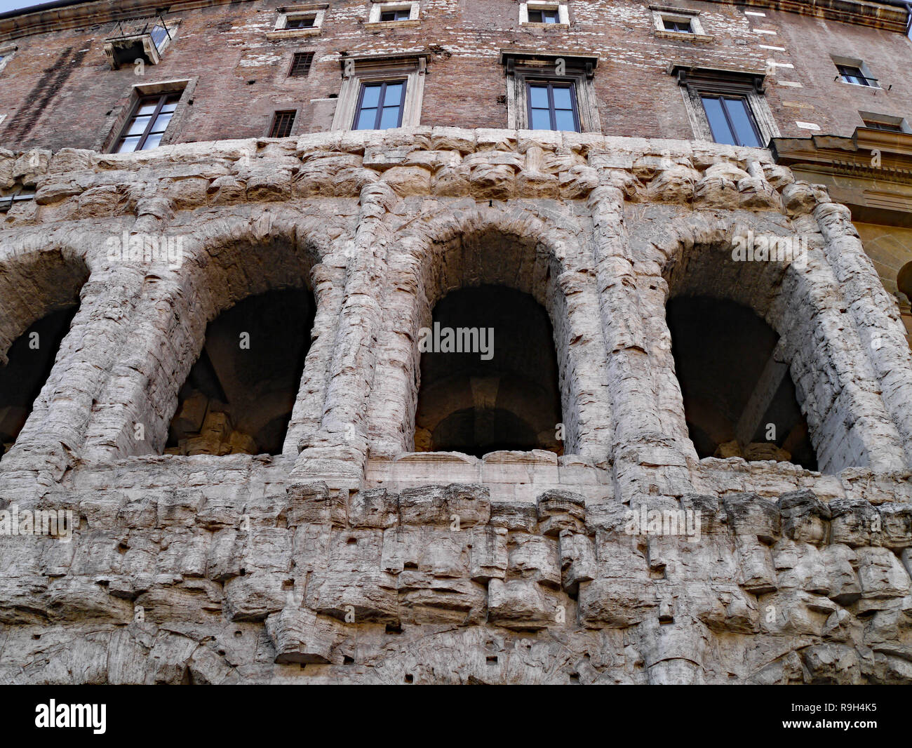Rome Theater Of Marcellus Ancient Structure Used As The Foundation For An Apartment Building Stock Photo Alamy
