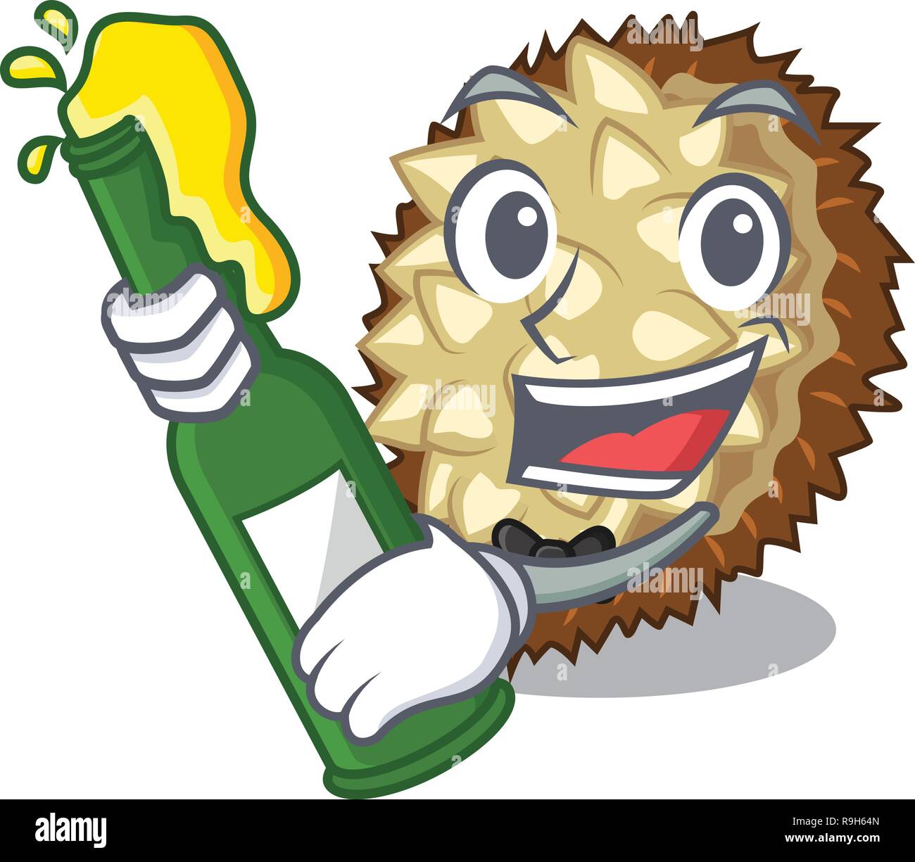 With beer fruit marang is located in mascot Stock Vector