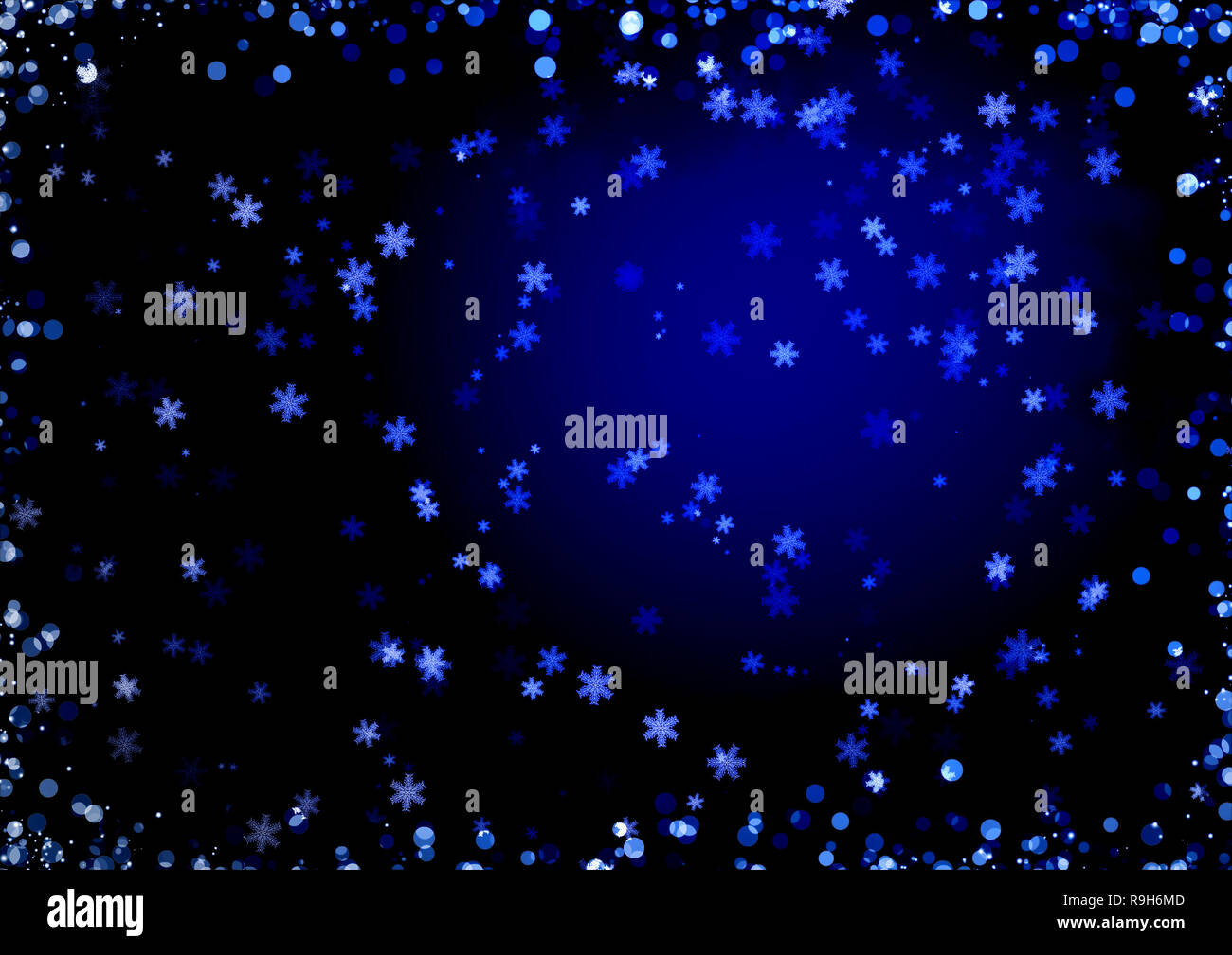 Christmas blue background with snowflakes Stock Photo - Alamy