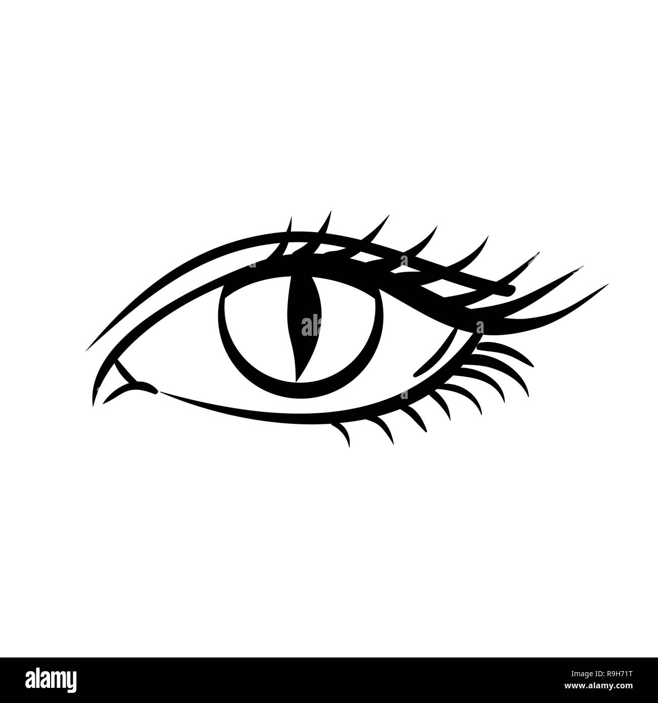 Eye on white background. Makeup on Halloween. Woman eye. The eye logo. Eyes art. Human eye, eye close up - vector Stock Vector