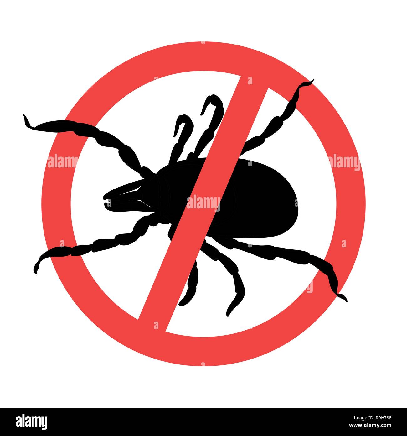 Mite parasites. Tick silhouette. Symbol parasite warning sign Stock Vector
