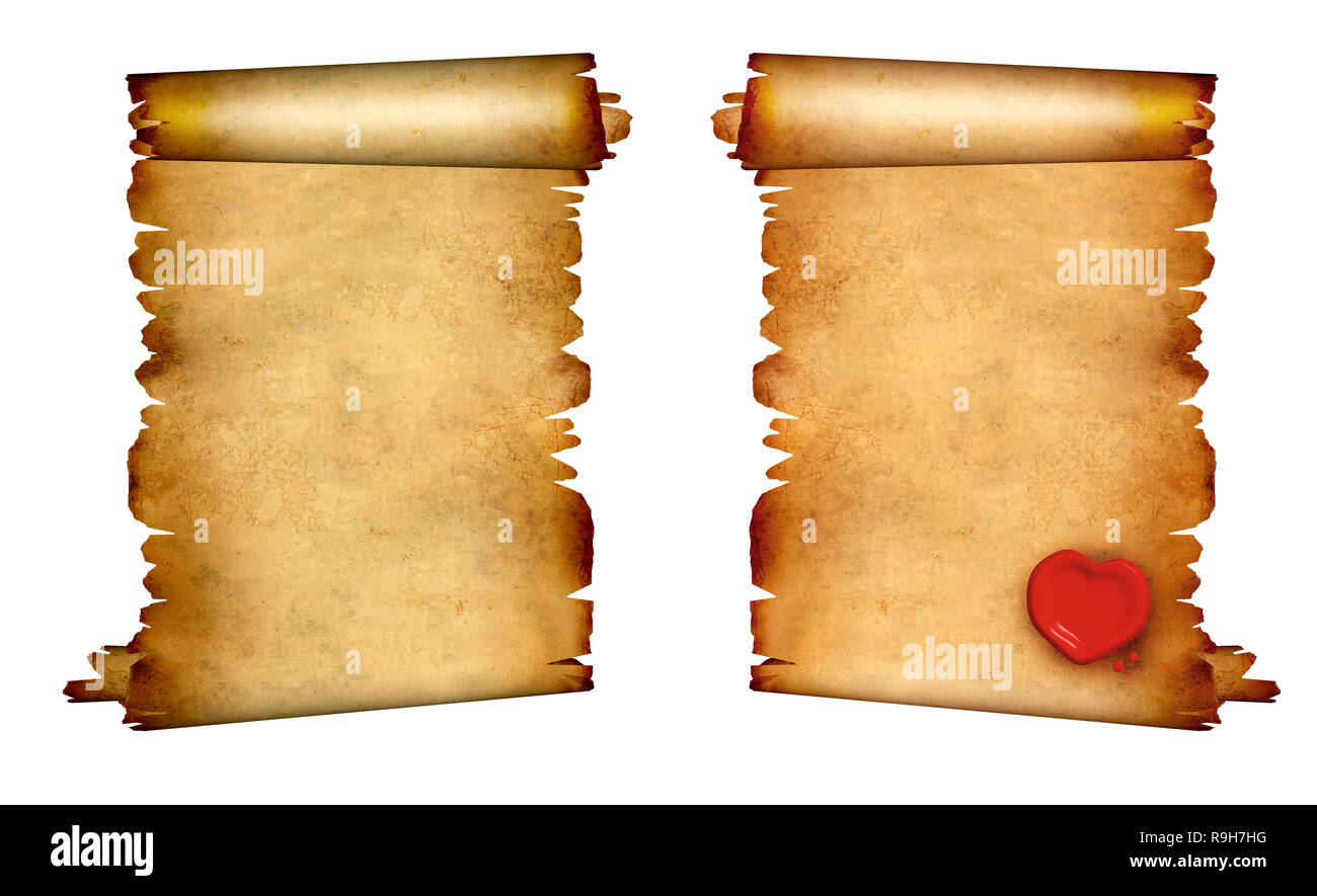 Parchaments Collection of old parchments. Isolated on white background Stock Photo ...