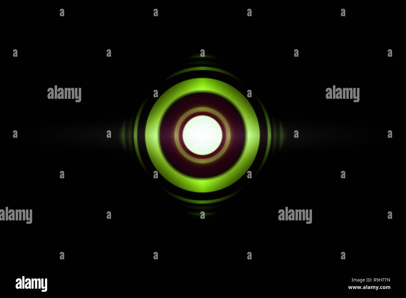 Abstract eye green light effect with sound waves oscillating background