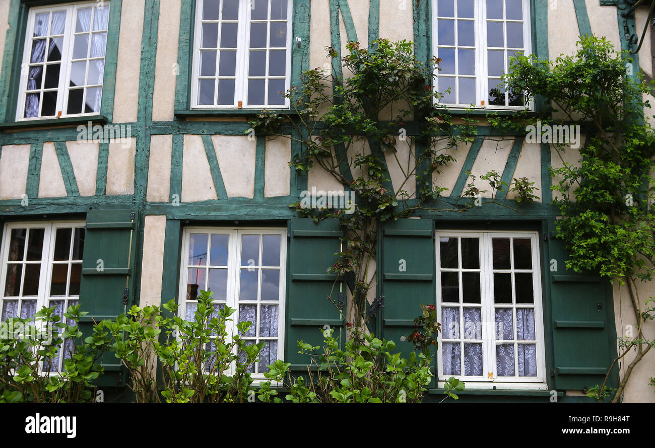 GERBEROY, FRANCE, APRIL 16, 2017 old houses in typical Gerberoy