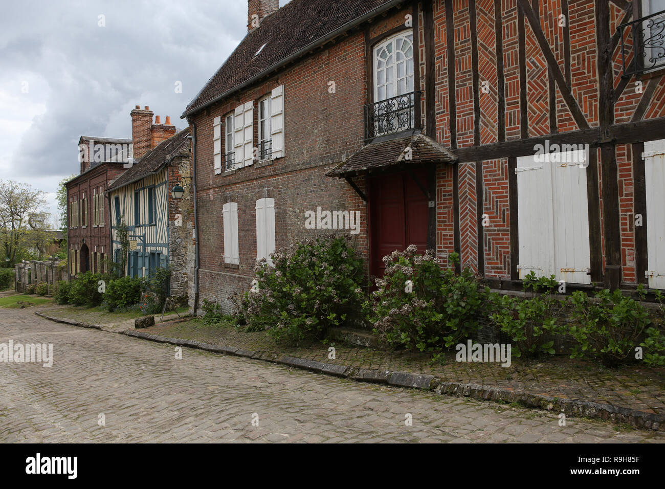 GERBEROY, FRANCE, APRIL 16, 2017 old houses in typical Gerberoy