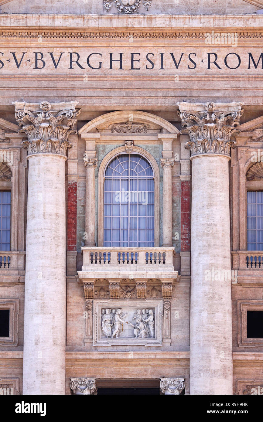 ROME, ITALY - OCTOBER 26: Pope Balcony in Vatican on OCTOBER 26, 2009. The Pope Balcony at Saint Peters Cathedral in Vatican. Stock Photo