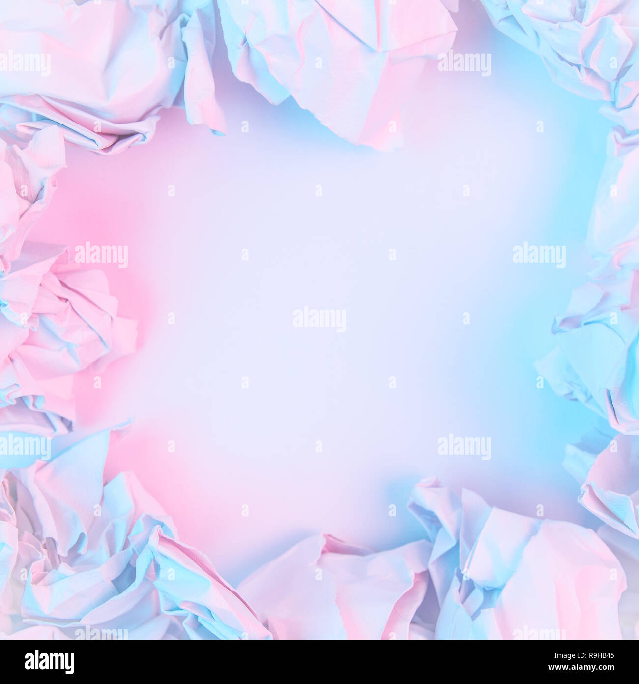 Pastel pink and blue abstract square border background image made from  crumpled paper Stock Photo - Alamy