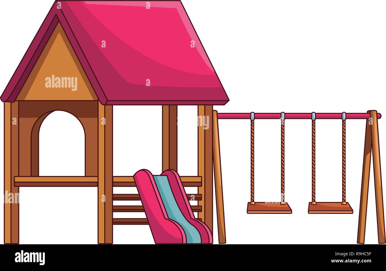 Wooden Playgrounds For Kids Stock Vector Art Illustration