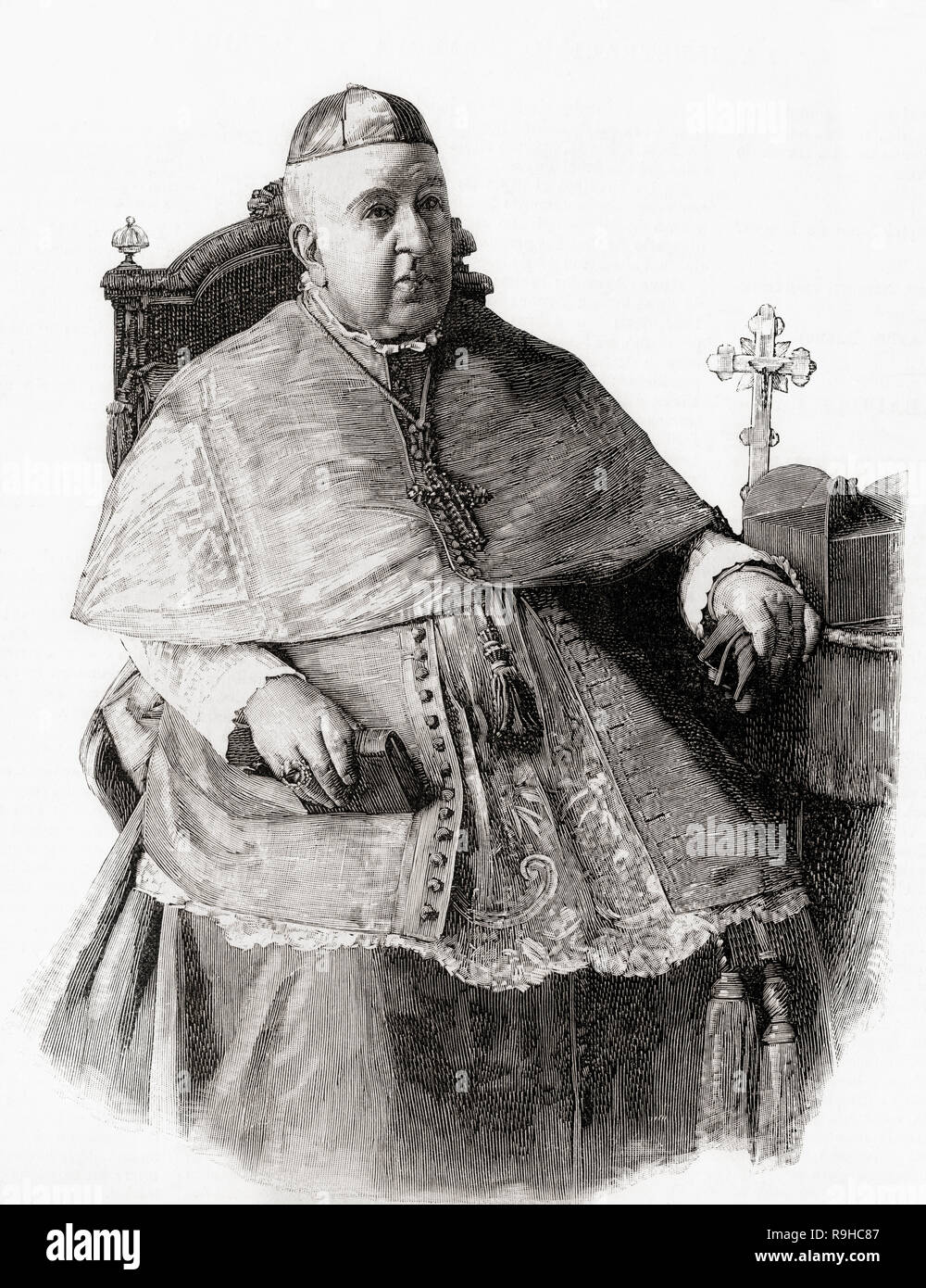 Miguel Payá y Rico, 1811 - 1891. Archbishop of Santiago de Compostela.  From La Ilustracion Española y Americana, published 1892. Stock Photo