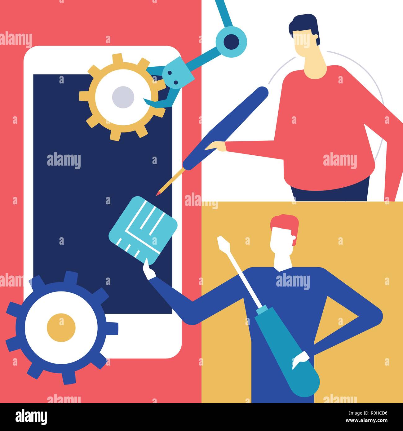 Mobile repair - flat design style colorful illustration Stock Vector ...