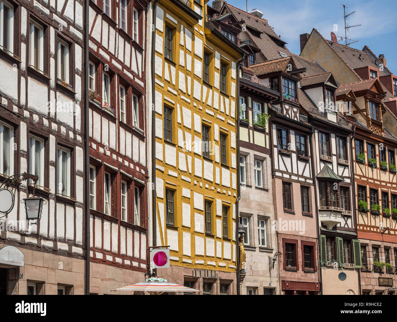 Weißgerbergasse with halftimbered houses in Nuremberg Stock Photo Alamy