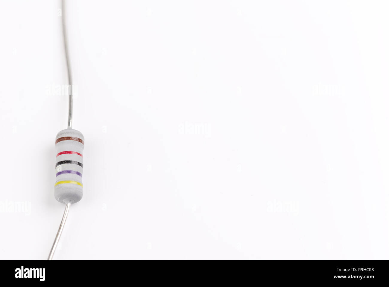 Electrical resistor isolated on a white background with shallow depth