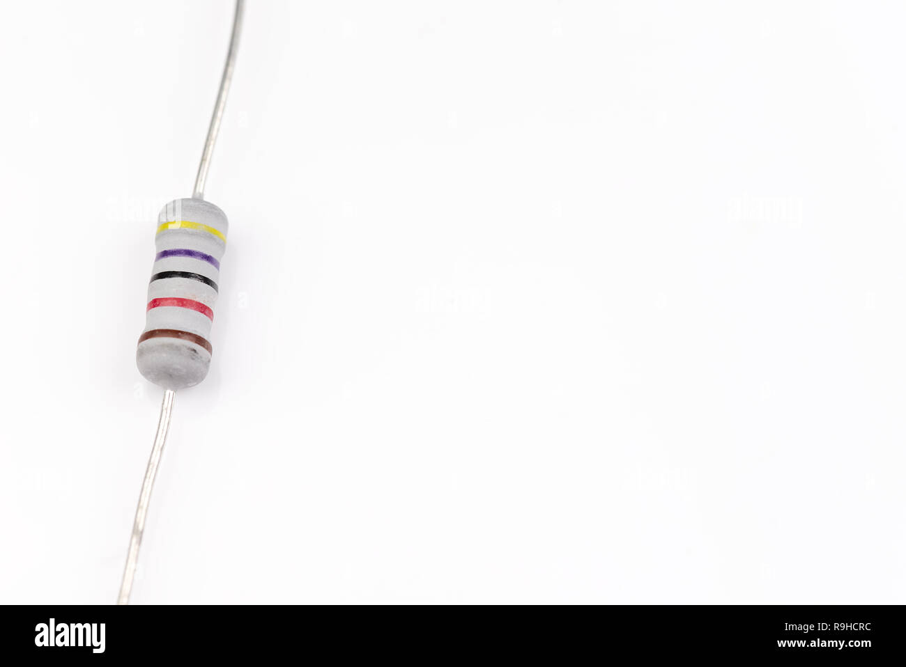 Electrical resistor isolated on a white background with shallow depth