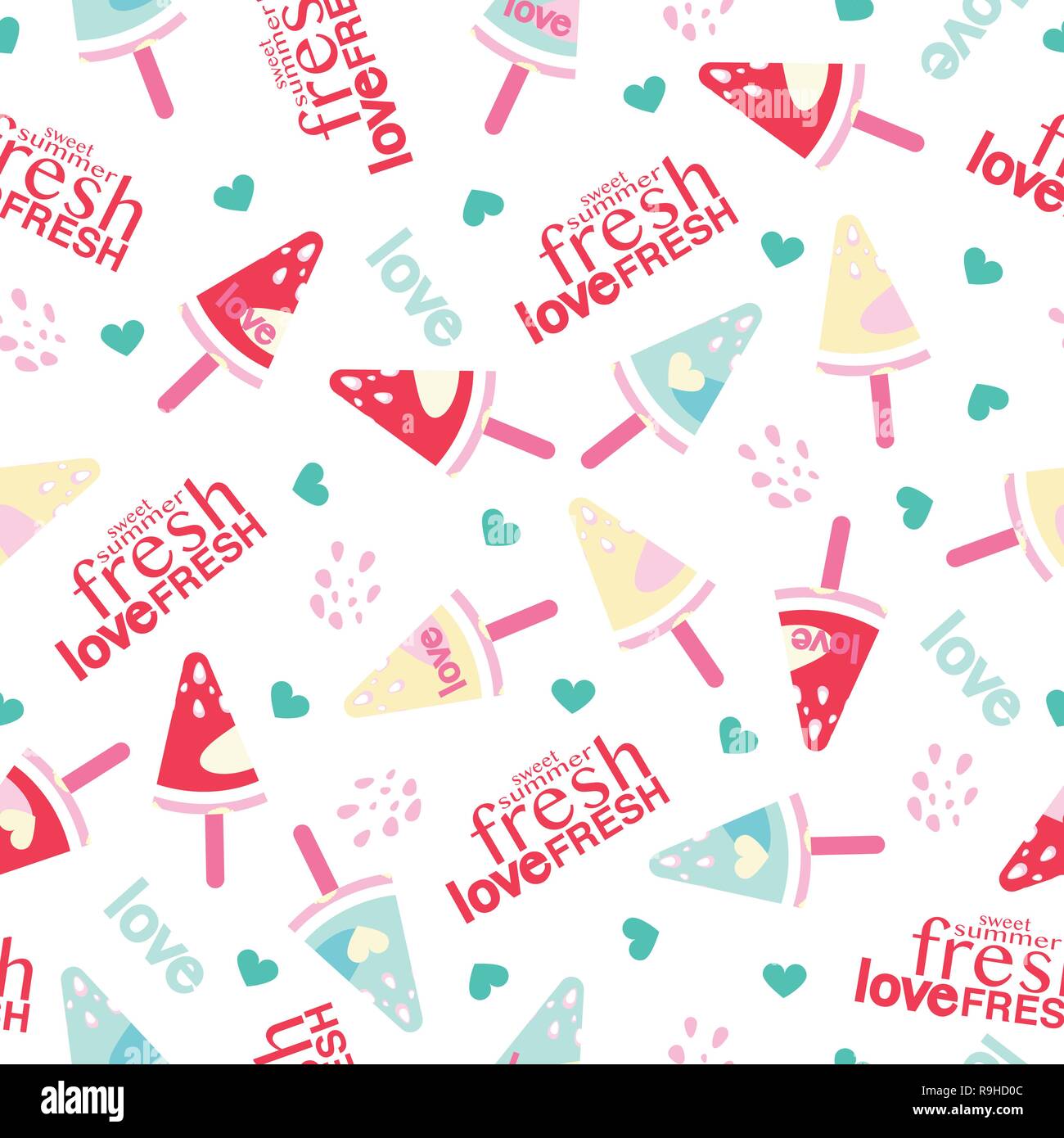 love fresh ice cream watermelon seamless pattern Stock Vector