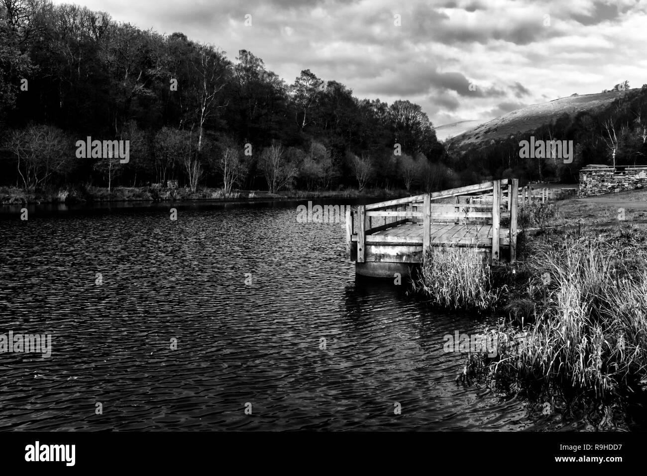 Waterways and maned made lake in Cwm Taff South Wales UK Stock Photo
