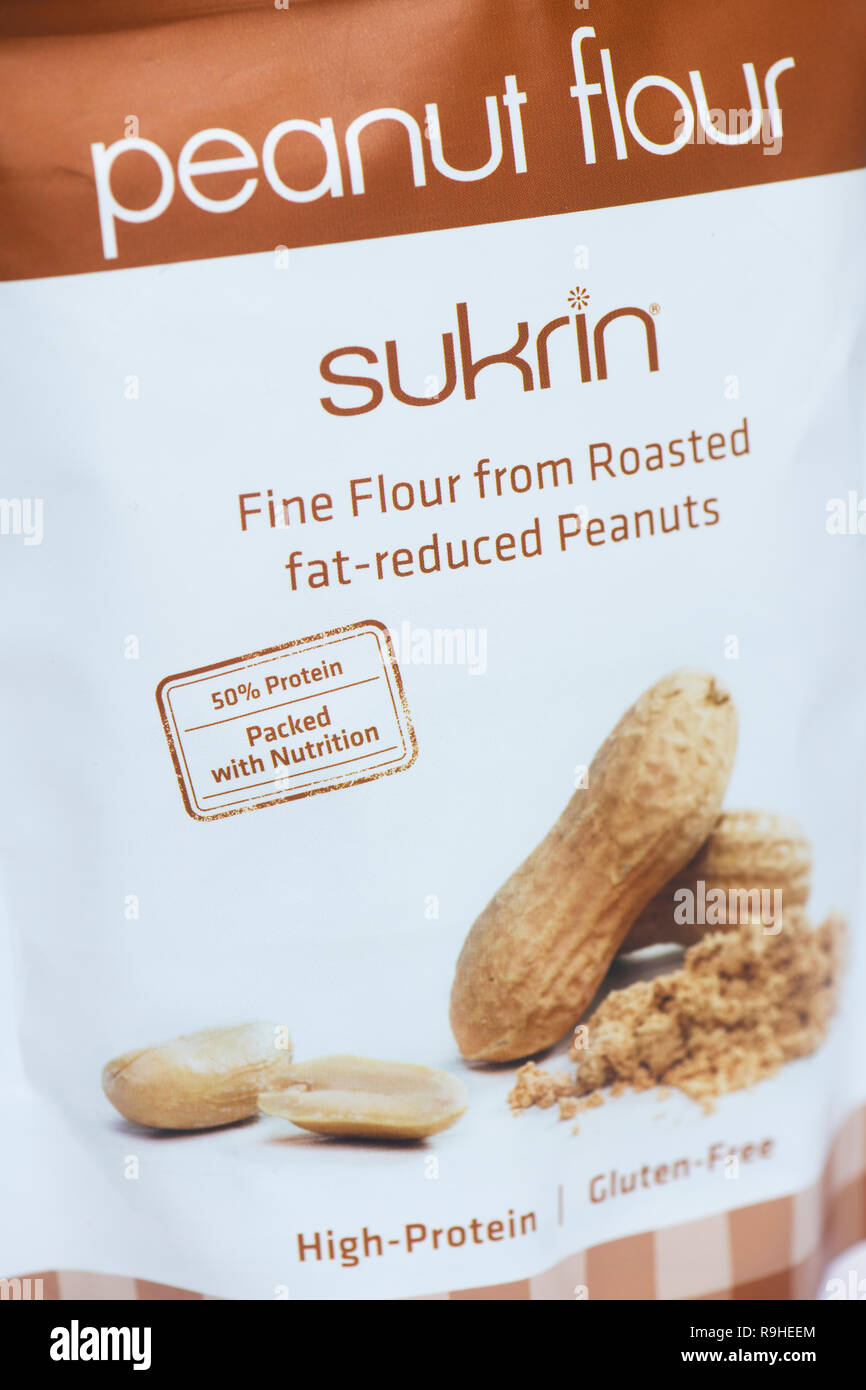 Sukrin Peanut flour packet Stock Photo