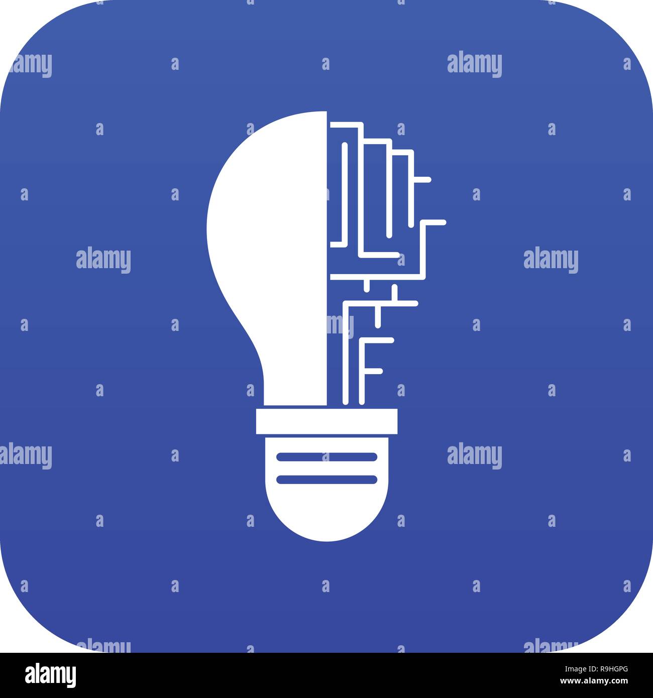 Circuit board inside light bulb icon digital blue Stock Vector Image ...
