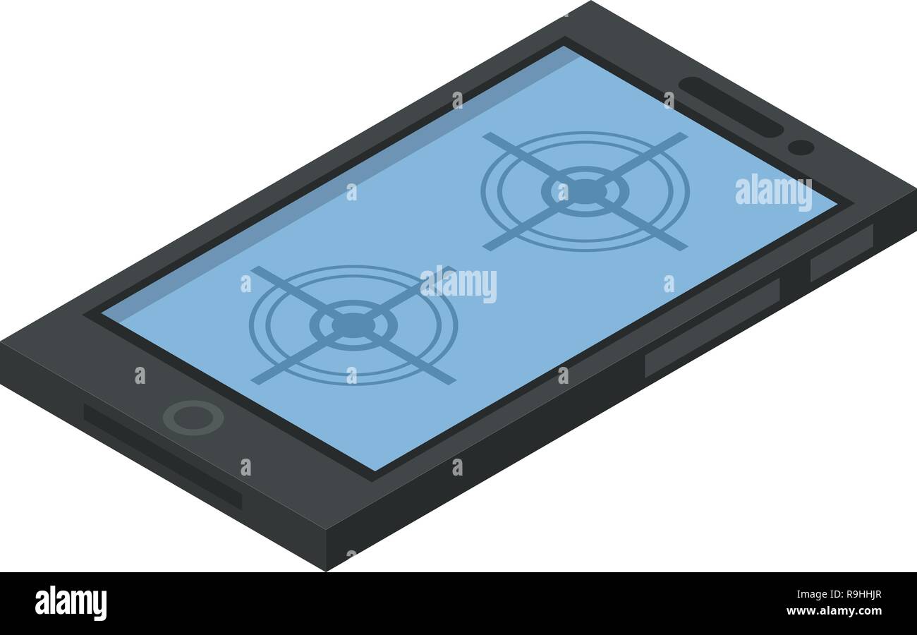 Smartphone control drone icon, isometric style Stock Vector