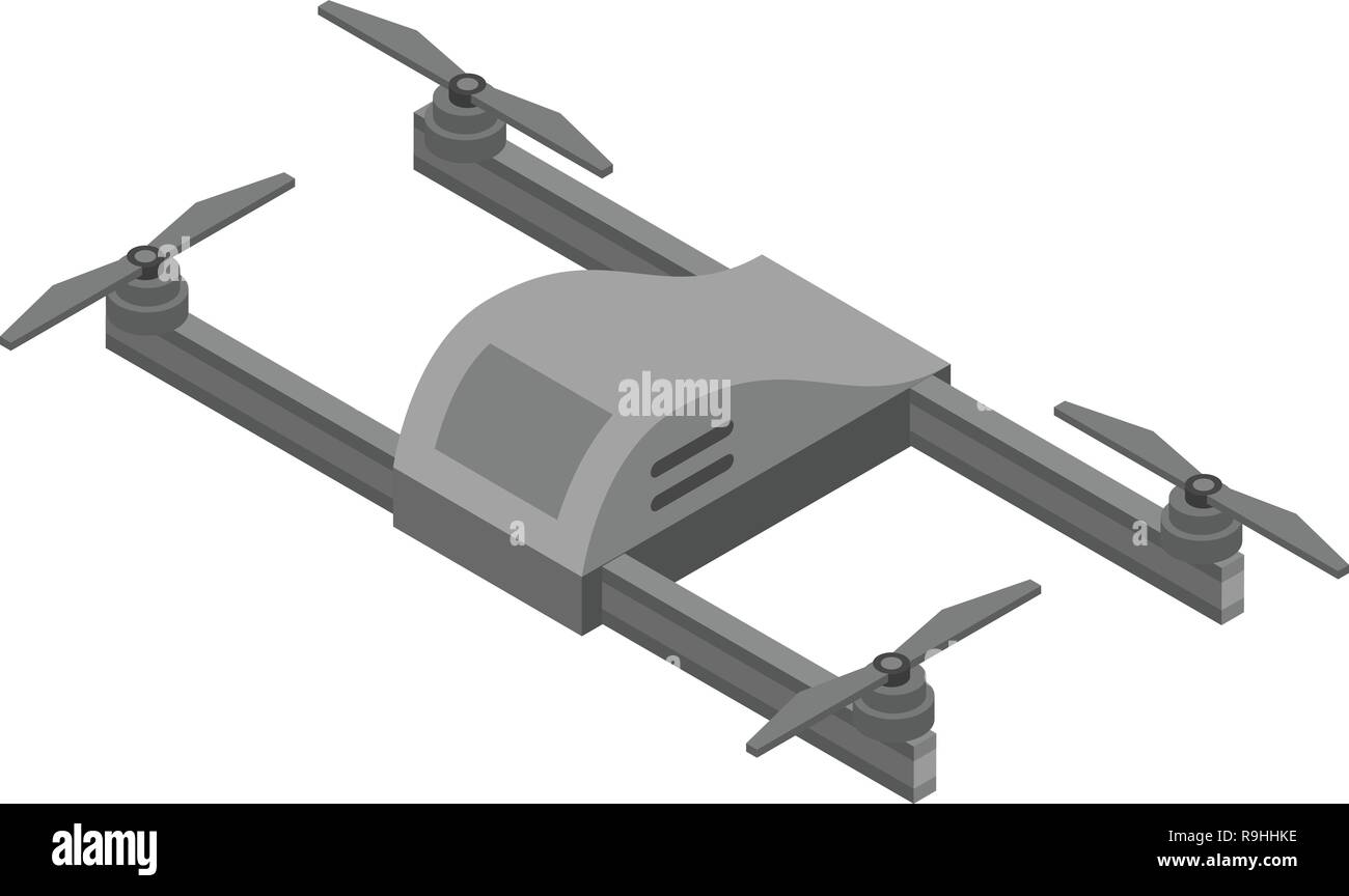 Grey drone icon, isometric style Stock Vector
