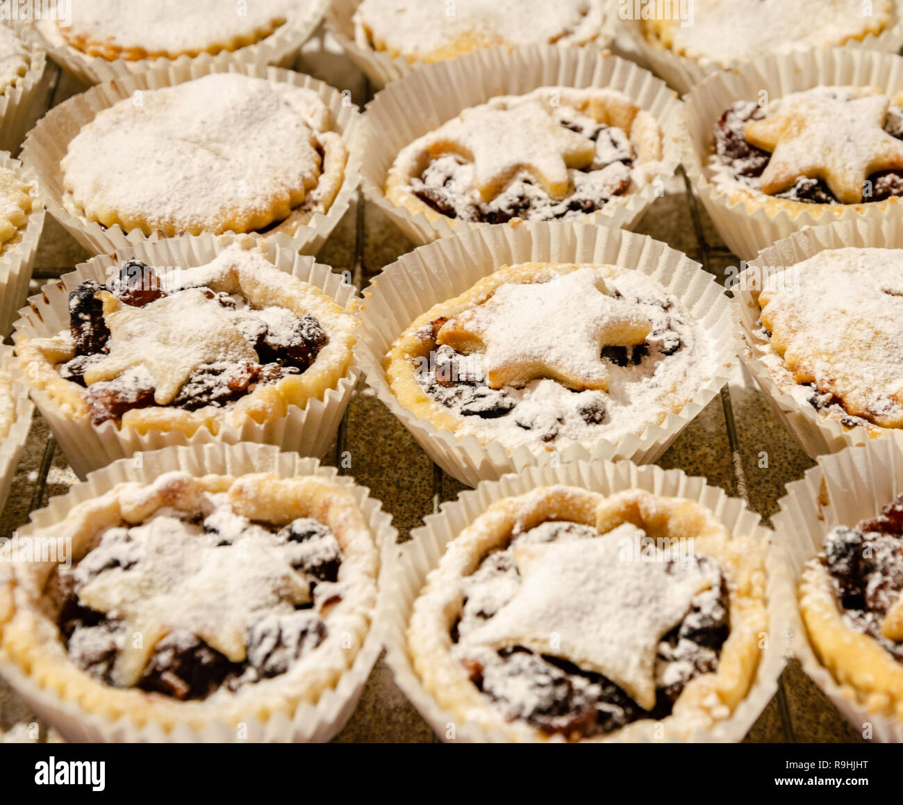Homemade mince pies are a festive Christmas snack or dessert. Stock Photo