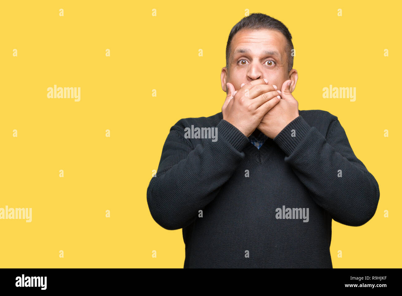 Shocked mature indian man hands hi-res stock photography and images - Alamy