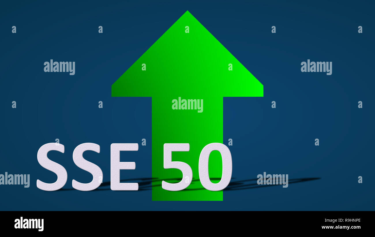 The China Stock Market Index Sse 50 Of Shanghai Stock Exchange Is Going Up A Green Arrow Behind The Sse 50 Label Is Showing Upwards On A Blue Stock Photo Alamy