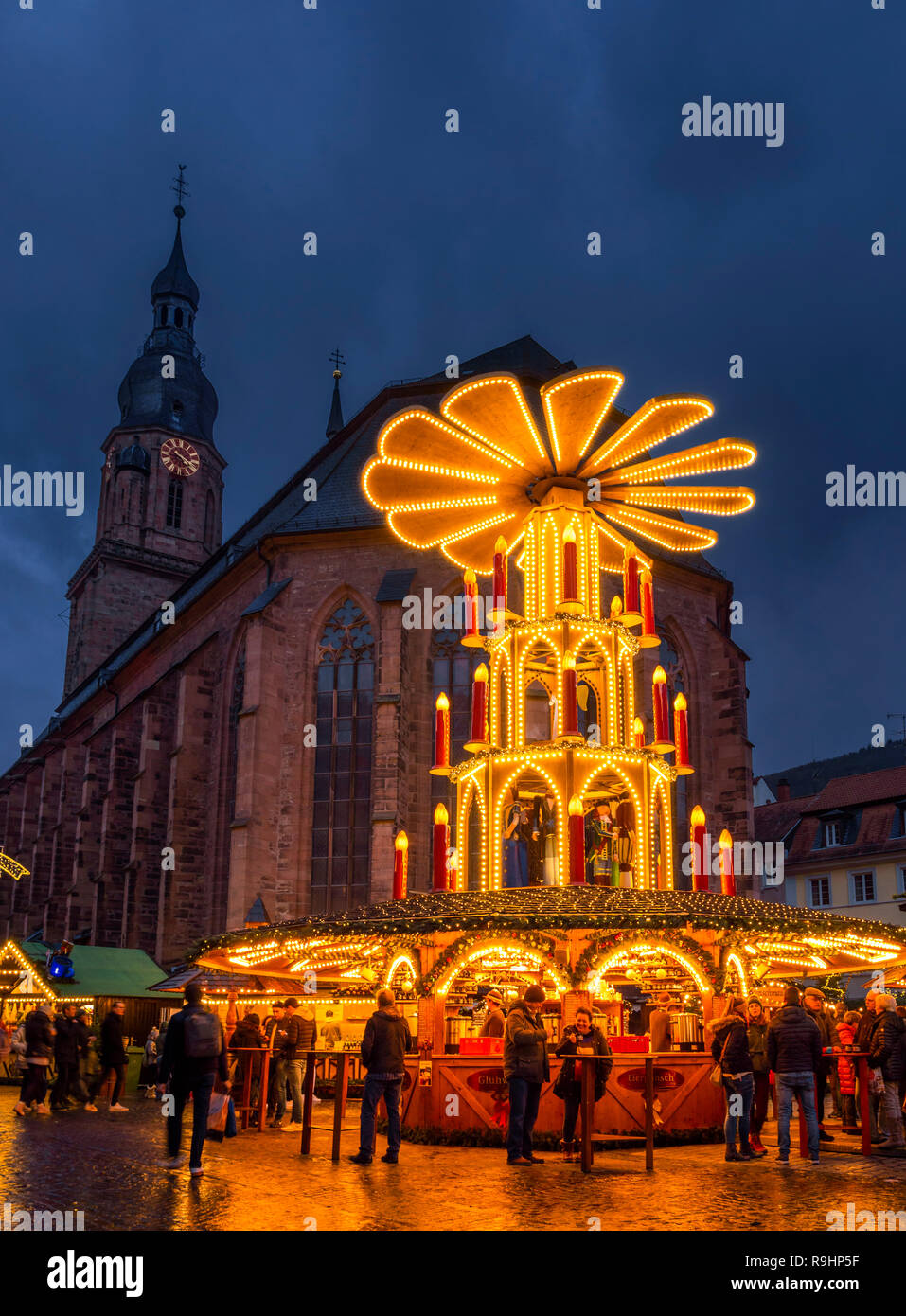 Christmas market at the market place in Heidelberg, BadenWurttemberg
