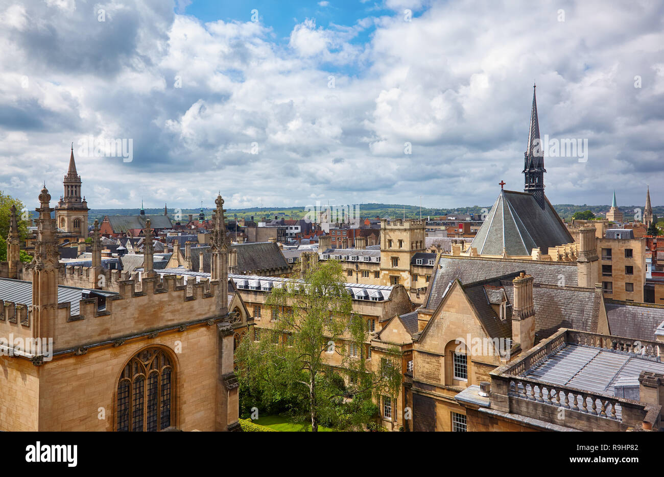Exeter College church and the wing of Bodleian Library as seen from the cupola of Sheldonian Theatre. Oxford University. Oxford. England Stock Photo