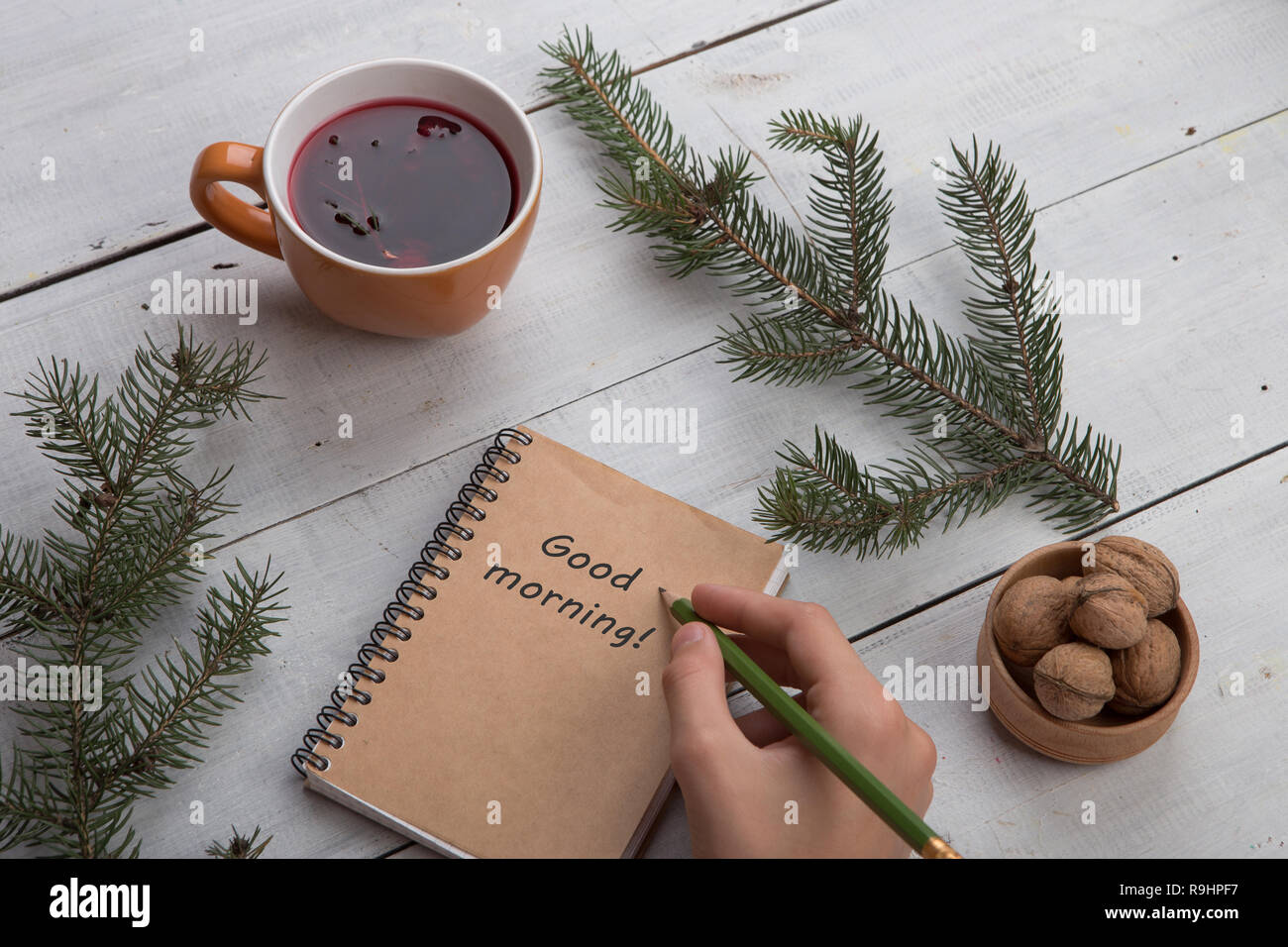 Winter holidays concept - notepad with text 