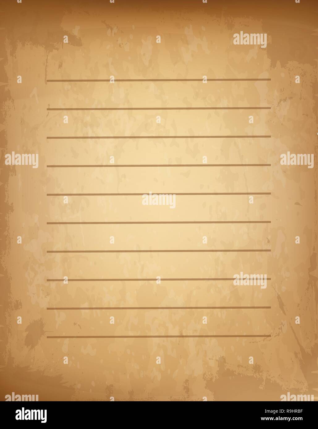 Old grungy vintage lined blank. Worn template for mail, greeting card