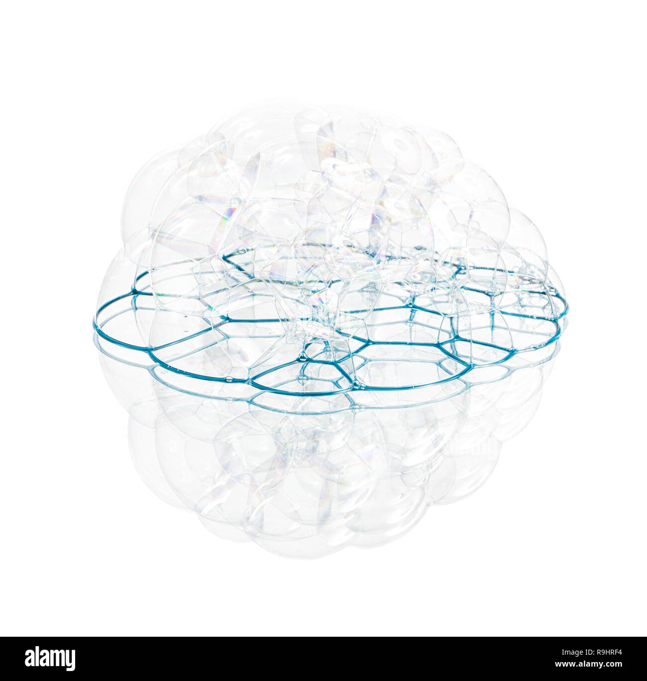 Soap bubbles with reflection on white background Stock Photo - Alamy